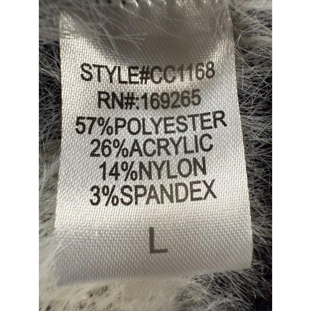 Threaded Leaf Fuzzy Leopard Print L Button-Down C… - image 5